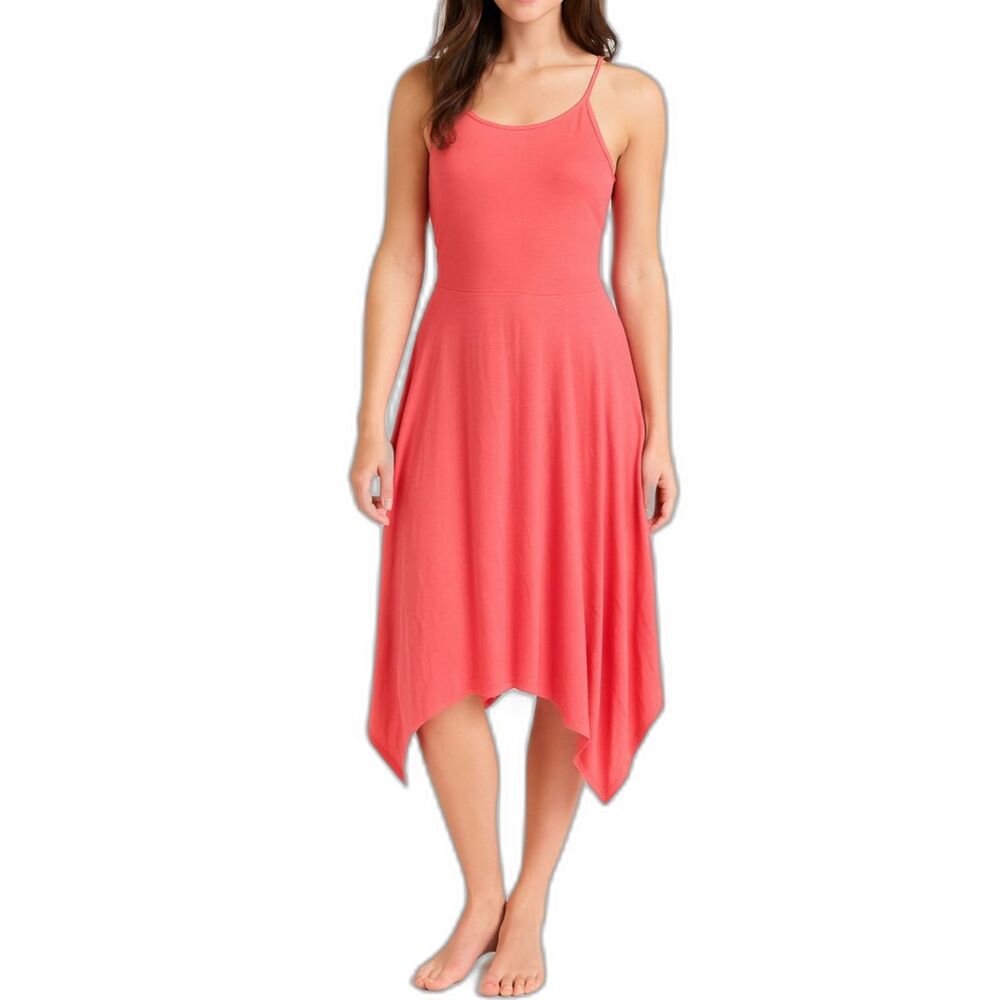 Love Fire Women’s Coral Sleeveless Handkerchief Hem Dress | Size L